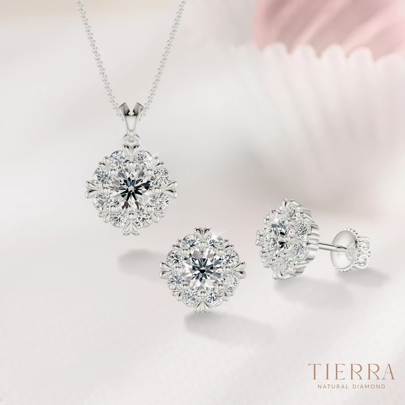 Bộ trang sức bạch kim kim cương SET2117 - Valentine - Natural