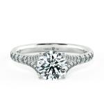 Four Prongs Trellis Engagement Ring with Pave Band NCH1404