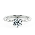 Shiny Cathedral Engagement Ring with Milgrain Band and Six Prong Setting NCH1502