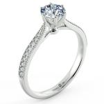 Six Prongs Solitaire Pave Engagement Ring with Milgrain NCH1204 4