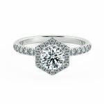 Hexagonal Halo Engagement Ring with Enternity Band NCH2206 1