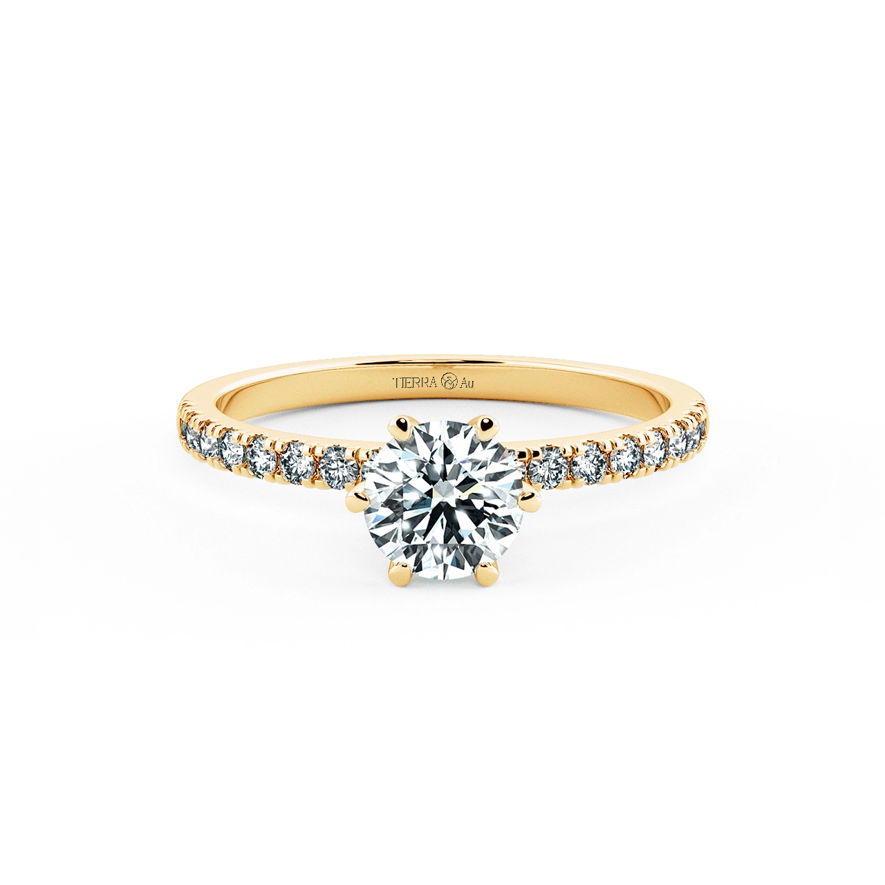 Six Prongs Solitaire Pave Engagement Ring NCH1203