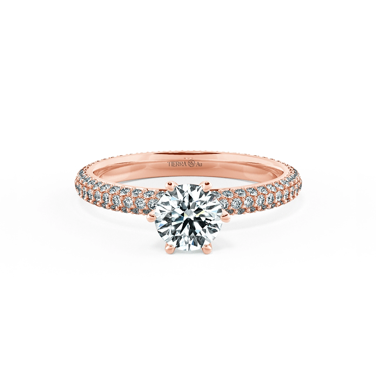 Solitaire Pave Engagement Ring with Three Eternity Band NCH1206