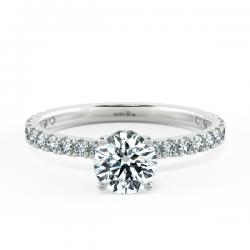 Solitaire Pave Engagement Ring with Diamond Bezel Setting NCH1304