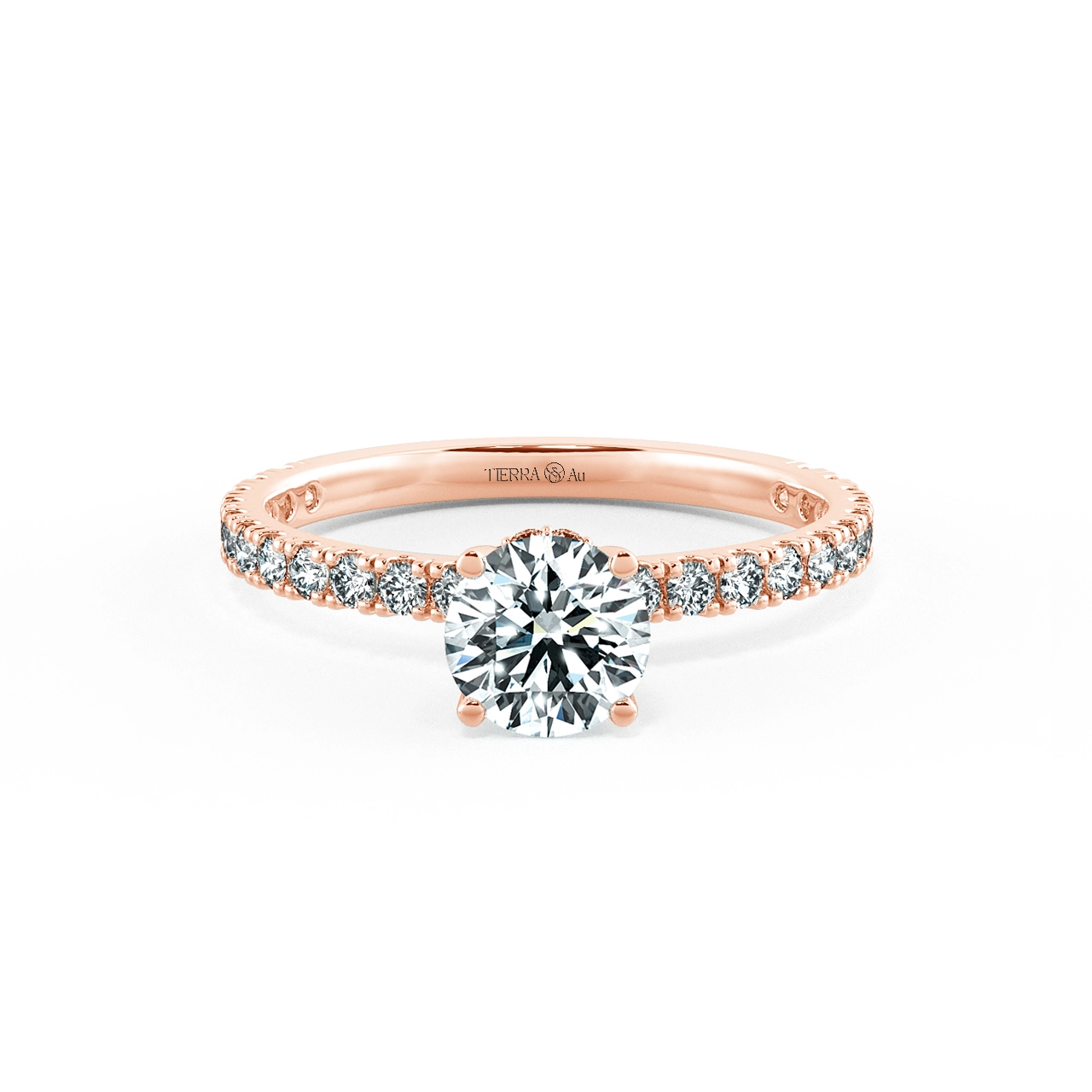 Solitaire Pave Engagement Ring with Diamond Bezel Setting NCH1304