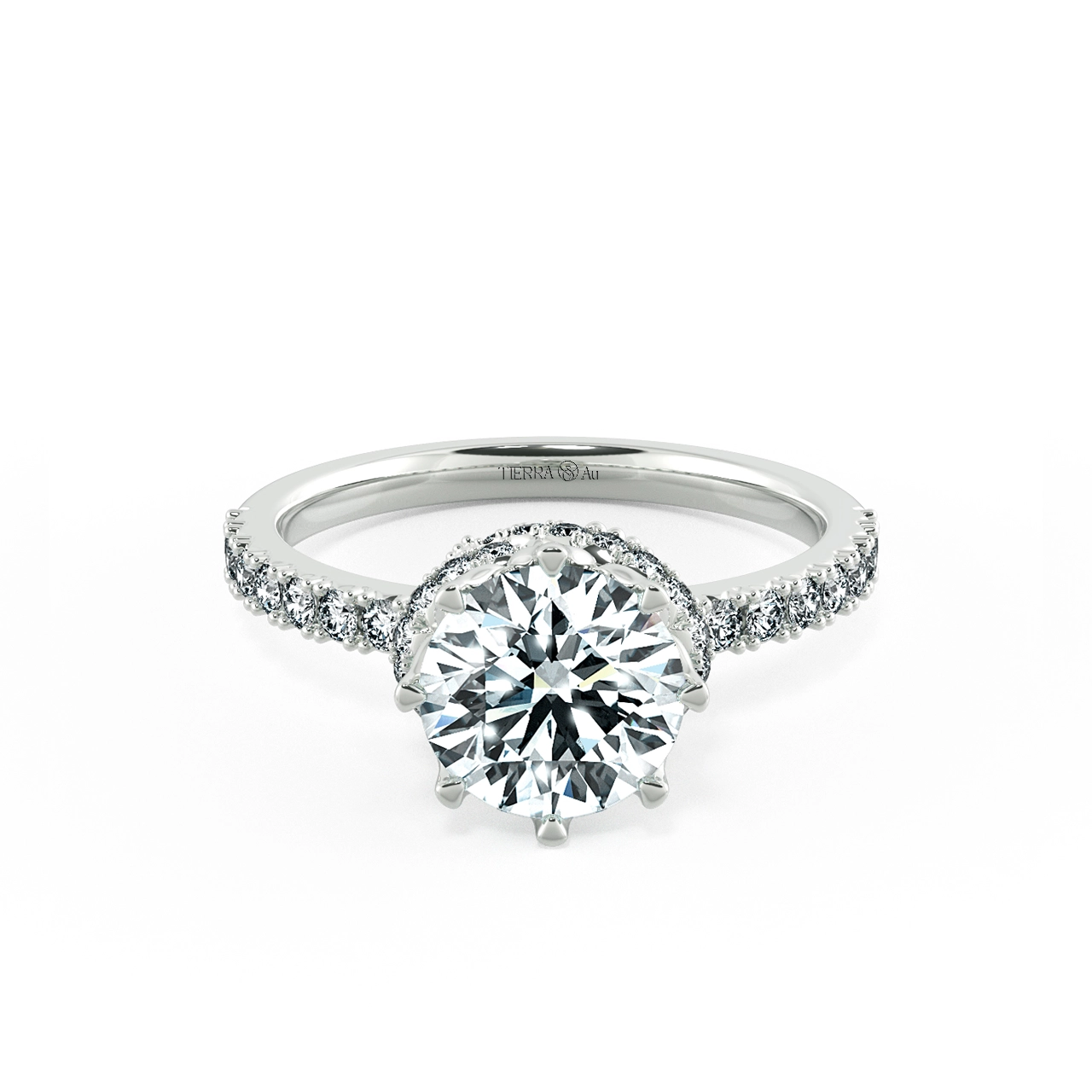 Solitaire Pave Engagement Ring with The Bow At Neck NCH1307