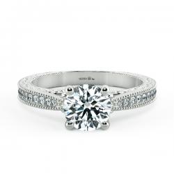 Cathedral Engagement Ring with Pattern Band NCH1506