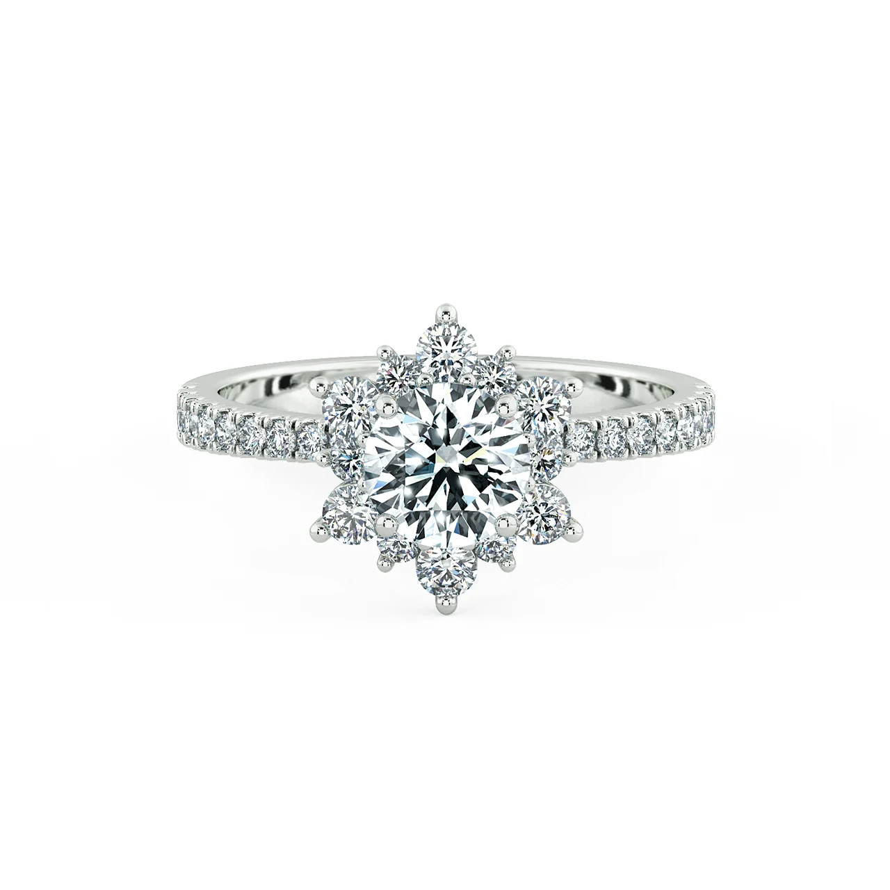 Petal Halo Engagement Ring with Eternity Band NCH2007