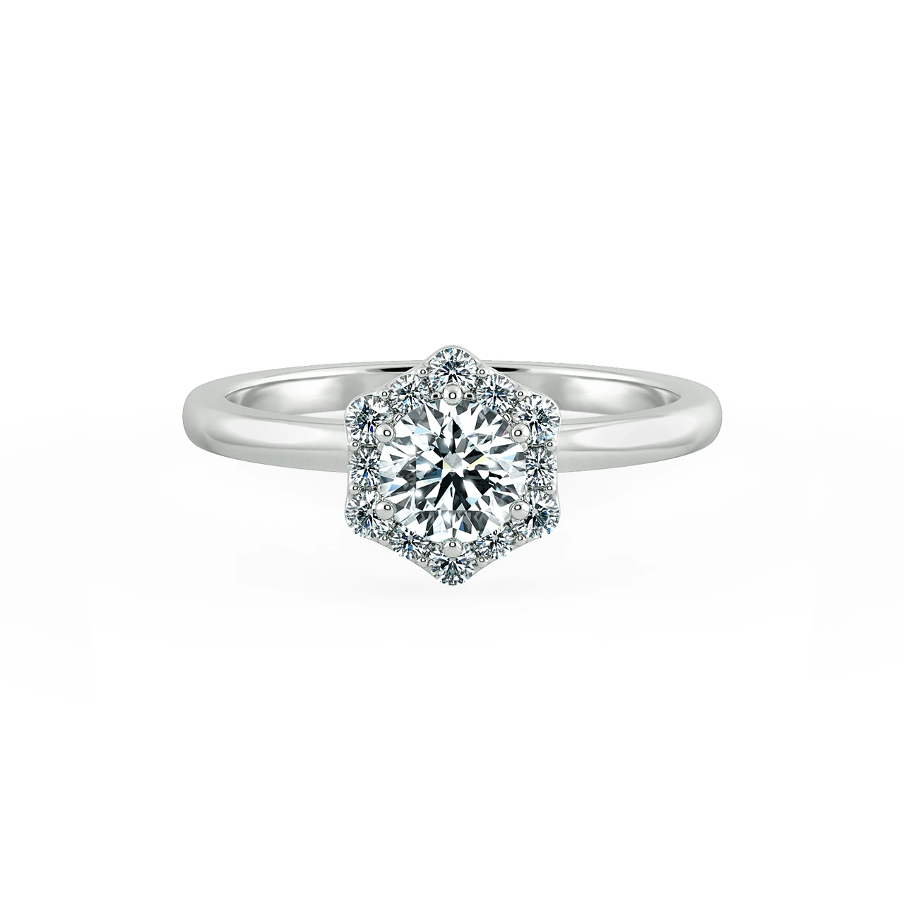 Single Classic Octagonal Halo Engagement Ring NCH2104