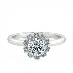 Single Halo Engagement Ring with Stylized NCH2106