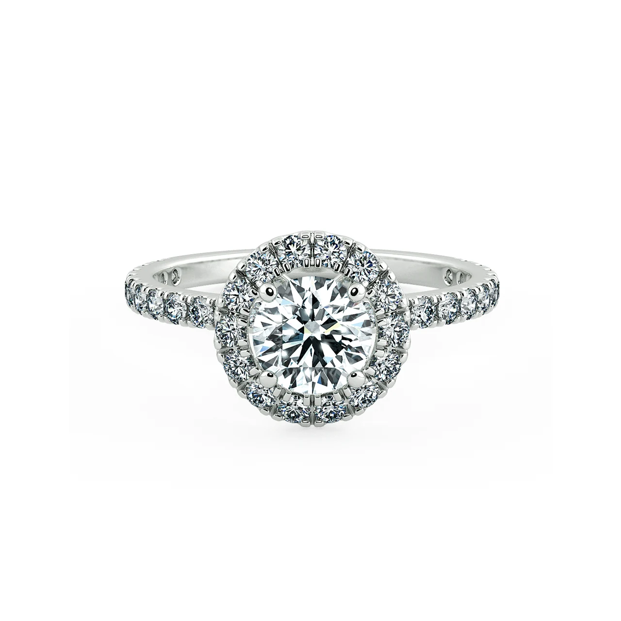 Round Halo Engagement Ring with Eternity Band NCH2201