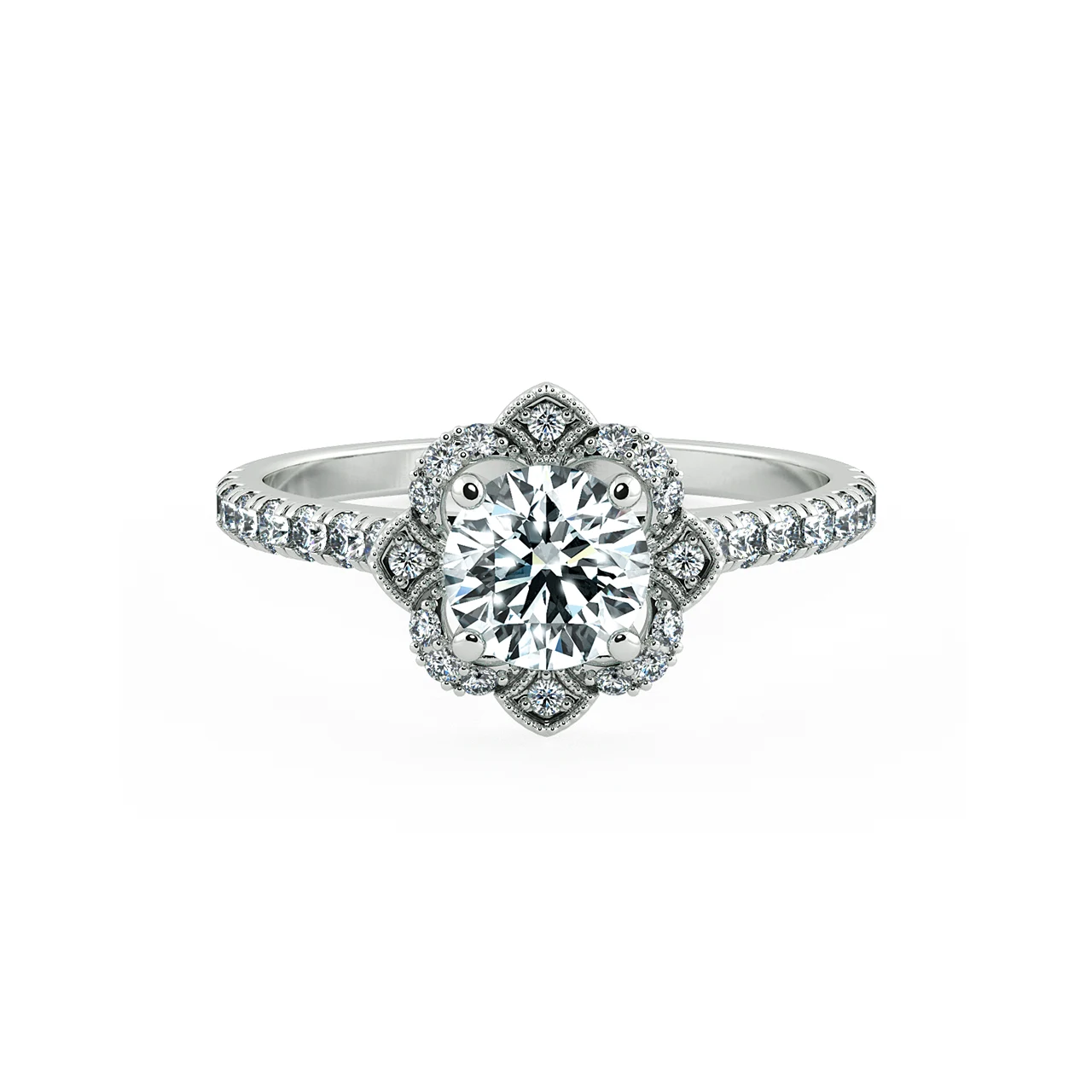 Halo Engagment Ring with Gaping Halo and Eternity Band  NCH2202