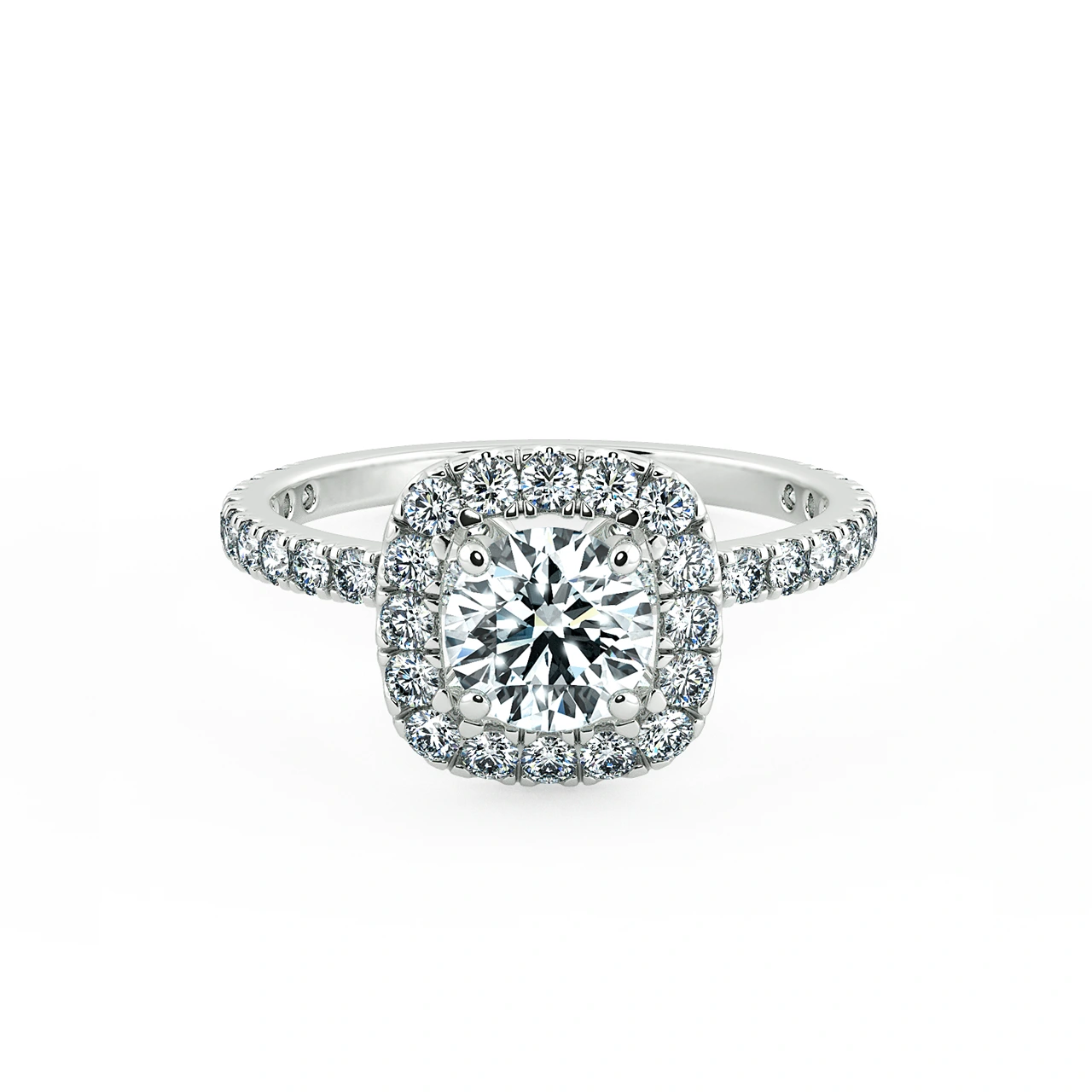 Halo Cushion Engagement Ring with Eternity Band NCH2204