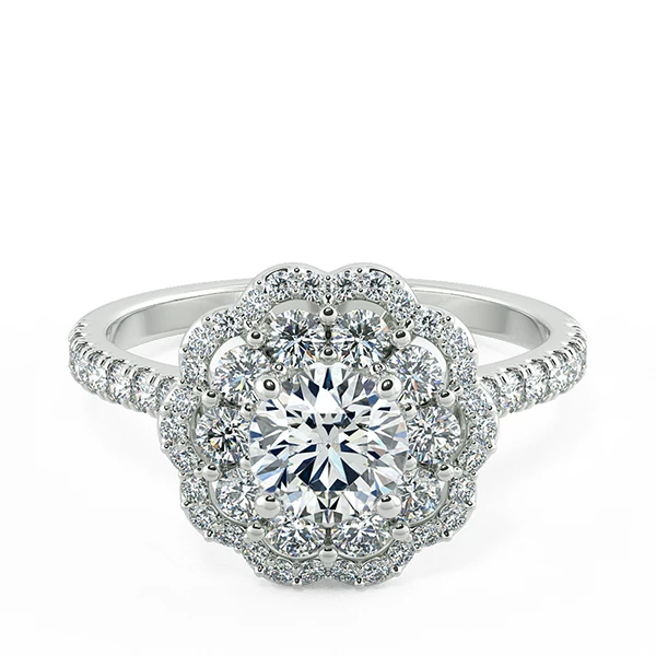 Floral Double Halo Engagement Ring NCH2304