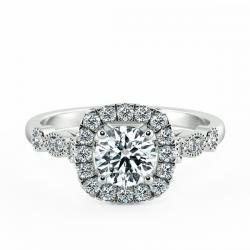 Halo Cushion Engagement Ring with Eternity Band NCH2401