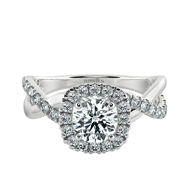 Twiss Halo Cushion Engagement Ring with Eternity Band NCH2405