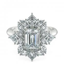 Nhẫn kim cương Emerald kết hợp Fancy Halo NKC8210