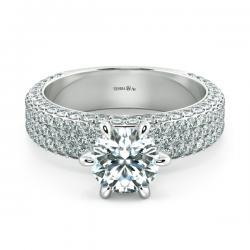 Solitaire Pave Engagement Ring with Large Band NCH1205