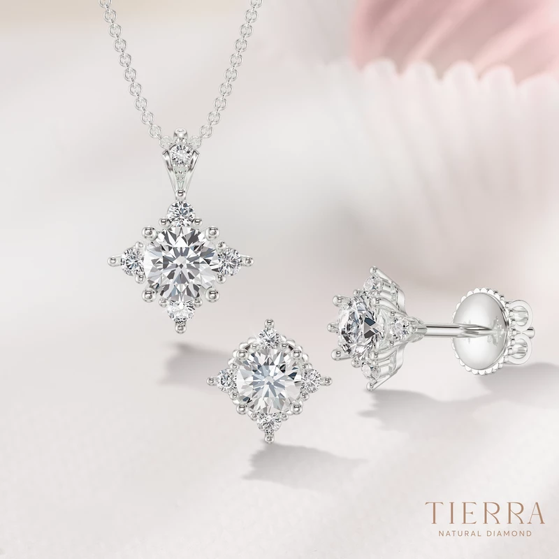Bộ trang sức bạch kim kim cương SET2124 - Valentine