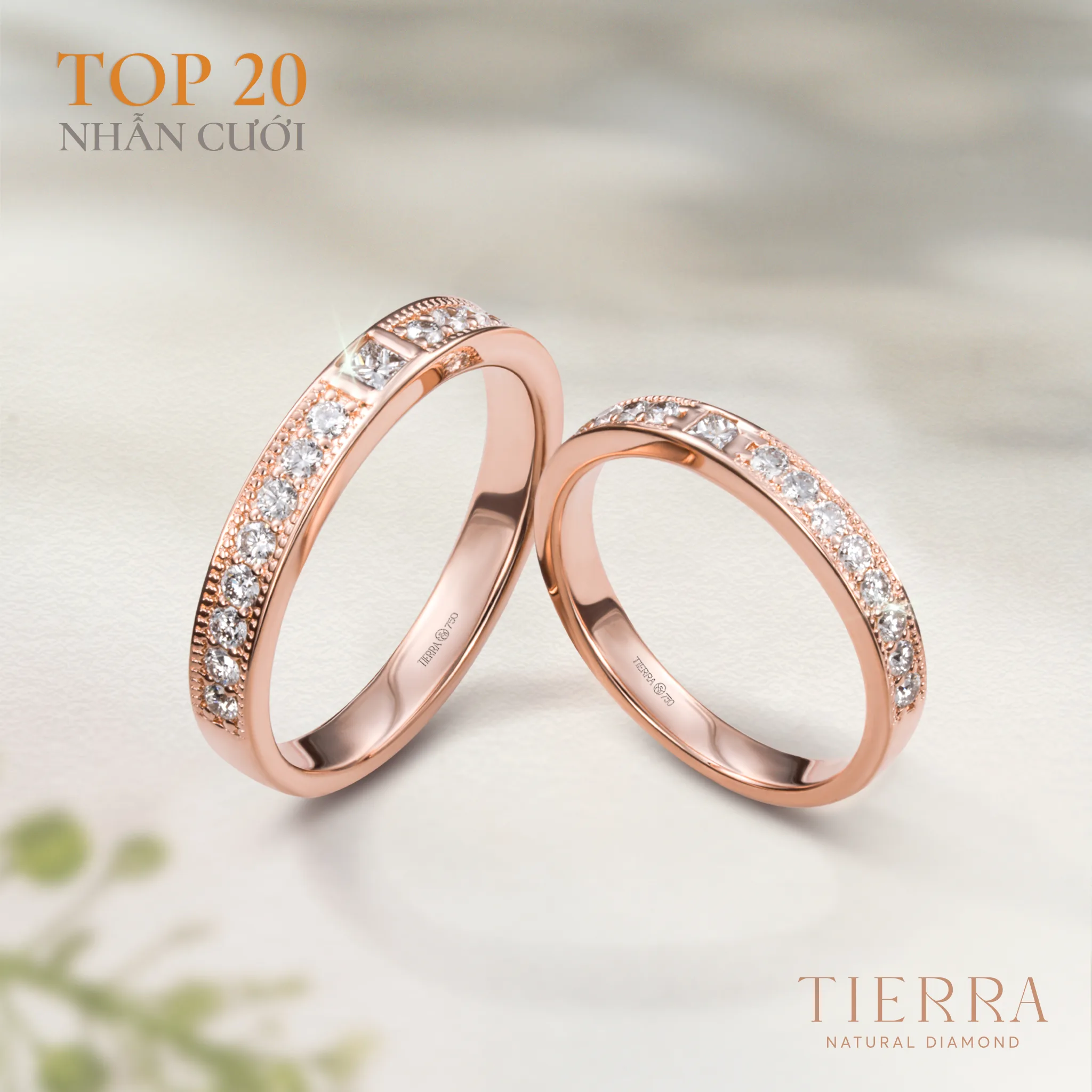 Nhẫn cưới NCC2059 thuộc “top 3” mẫu nhẫn cưới vàng hồng được ưa chuộng tại Tierra 