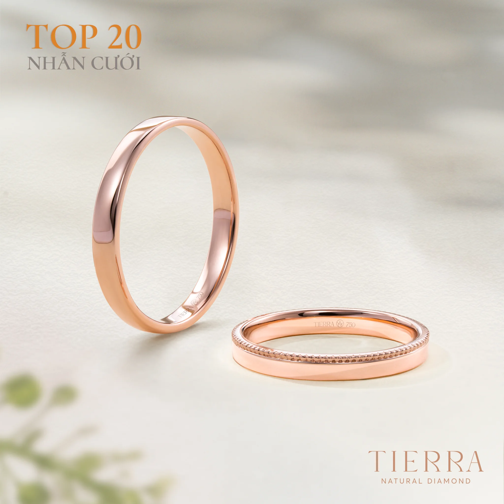 Nhẫn cưới NCC2015 thuộc “top 3” mẫu nhẫn cưới vàng hồng được ưa chuộng tại Tierra