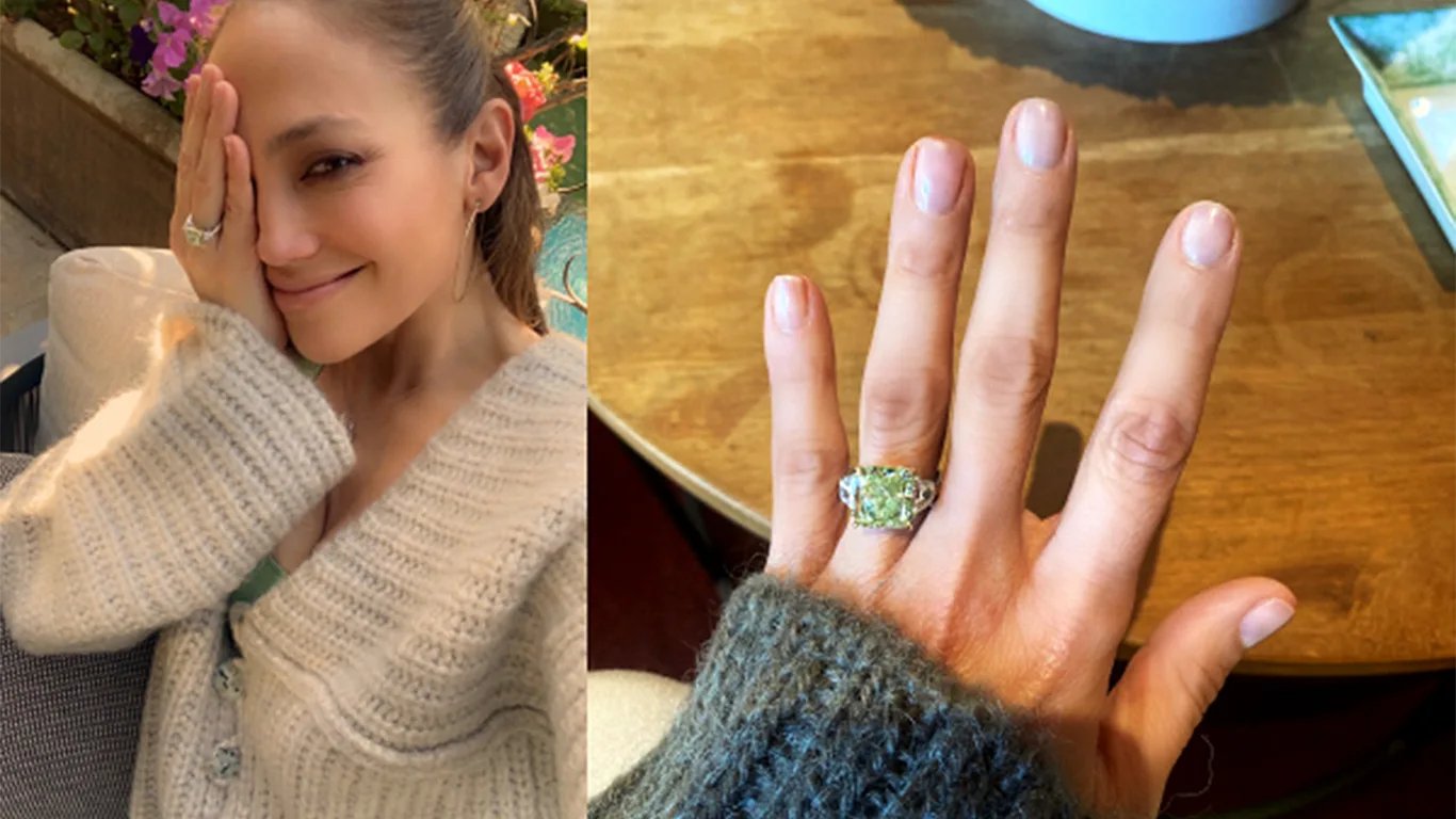 Chiếc nhẫn cầu hôn kim cương xanh nặng 8.5 carat của Jennifer Lopez  