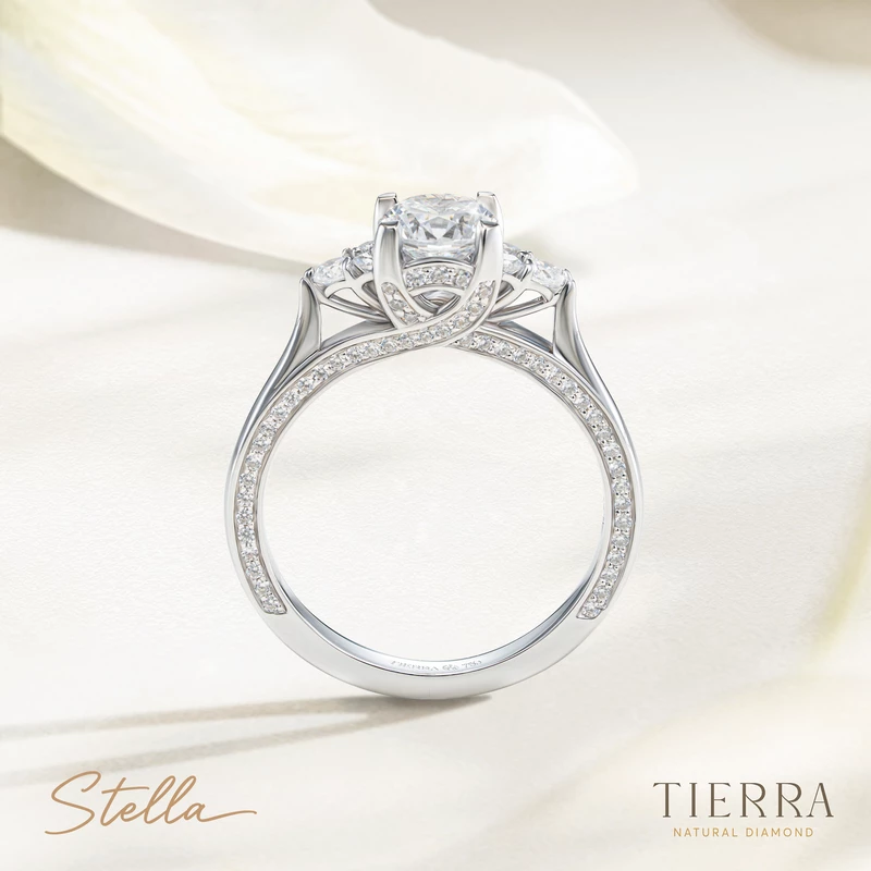 Nhẫn cầu hôn bạch kim kim cương Threestone Stella NCH3004