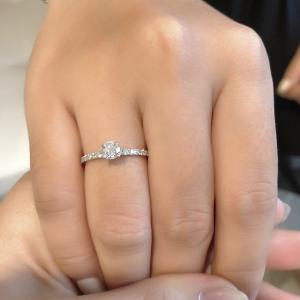 Four Prongs Solitaire Pave Engagement Ring NCH1202 7