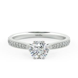 Six Prongs Solitaire Pave Engagement Ring with Milgrain NCH1204 1