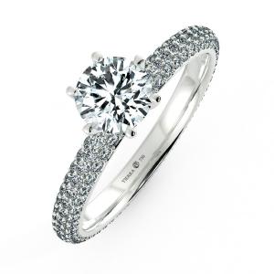 Solitaire Pave Engagement Ring with Three Eternity Band NCH1206 3