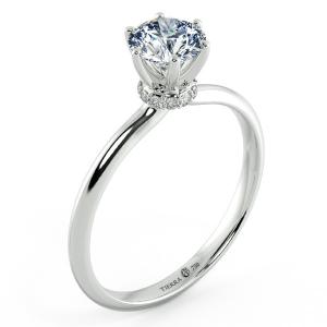 Nhẫn cầu hôn kim cương Solitaire trơn có vòng cổ xoàn NCH1303 4