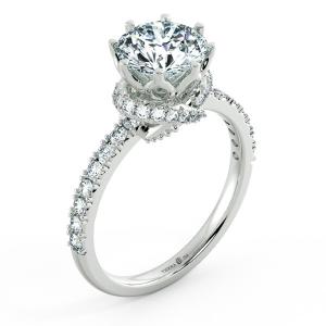 Solitaire Pave Engagement Ring with The Bow At Neck NCH1307 4