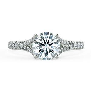 Four Prongs Trellis Engagement Ring with Pave Band NCH1404 2