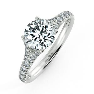 Four Prongs Trellis Engagement Ring with Pave Band NCH1404 3