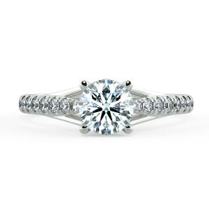 Four Prongs Trellis Engagement Ring with Pave Band and Stylized NCH1406 2