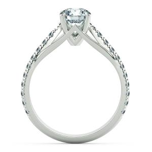 Four Prongs Trellis Engagement Ring with Pave Band and Stylized NCH1406 5