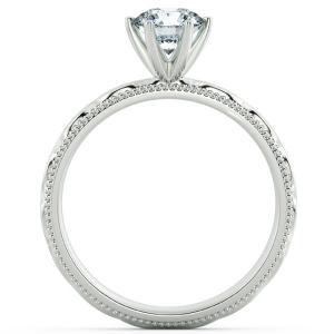 Six Prong Cathedral Engagement Ring with Milgrain and Pattern Band NCH1504 5