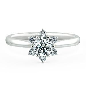 Small Halo Snowflake Engagement Ring with Shiny Band NCH2001 1