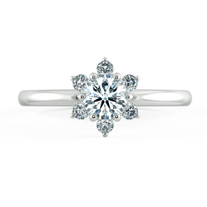 Small Halo Snowflake Engagement Ring with Shiny Band NCH2001 2