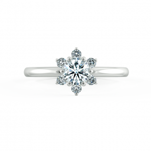 Small Halo Snowflake Engagement Ring, Shiny Band with Bezel Setting NCH2003 2
