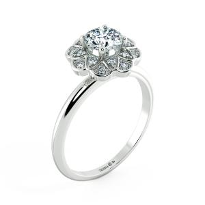 Halo Floral Design Engament Ring with Shiny Band NCH2005 4
