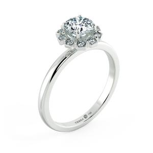 Single Halo Engagement Ring with Stylized NCH2106 4