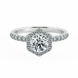 Hexagonal Halo Engagement Ring with Enternity Band NCH2206 1