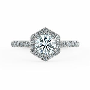 Hexagonal Halo Engagement Ring with Enternity Band NCH2206 2