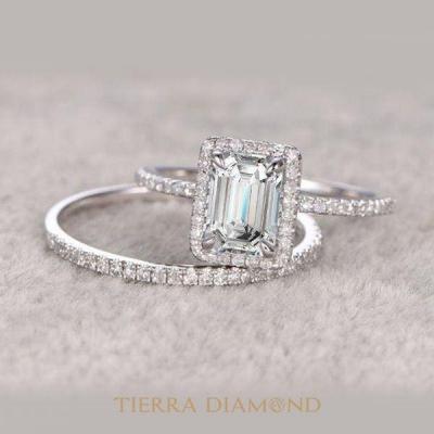 Mẫu nhẫn kim cương Emerald tinh tế