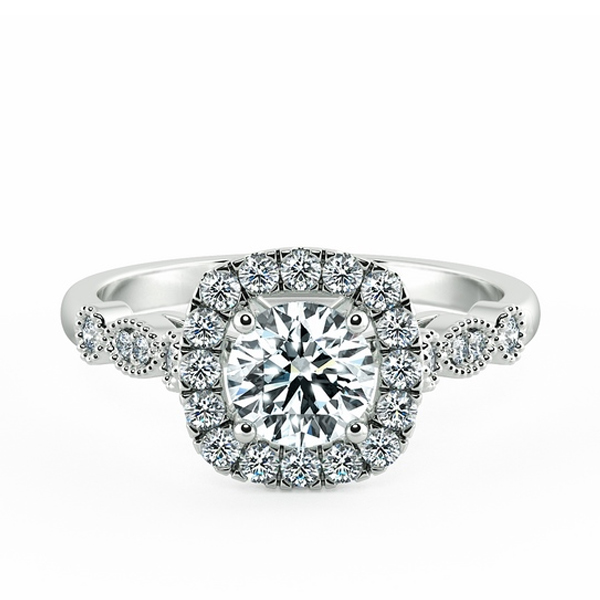 Halo Cushion Engagement Ring with Eternity Band NCH2401