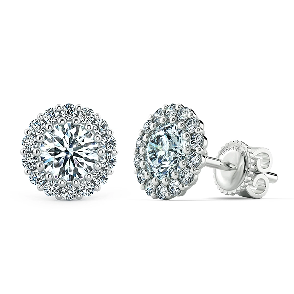 Halo Floral Earrings with Small Prong BTA2108 2