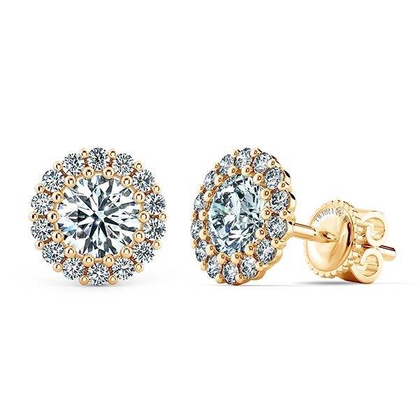 Halo Floral Earrings with Small Prong BTA2108 2