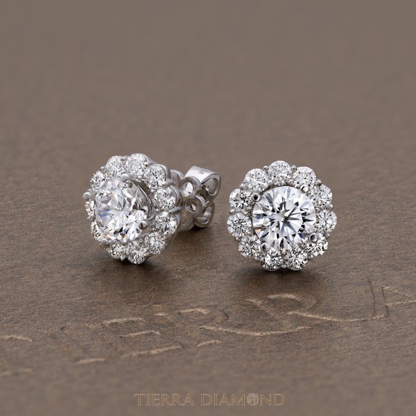 Halo Floral Earrings with Big Prong BTA2109 3