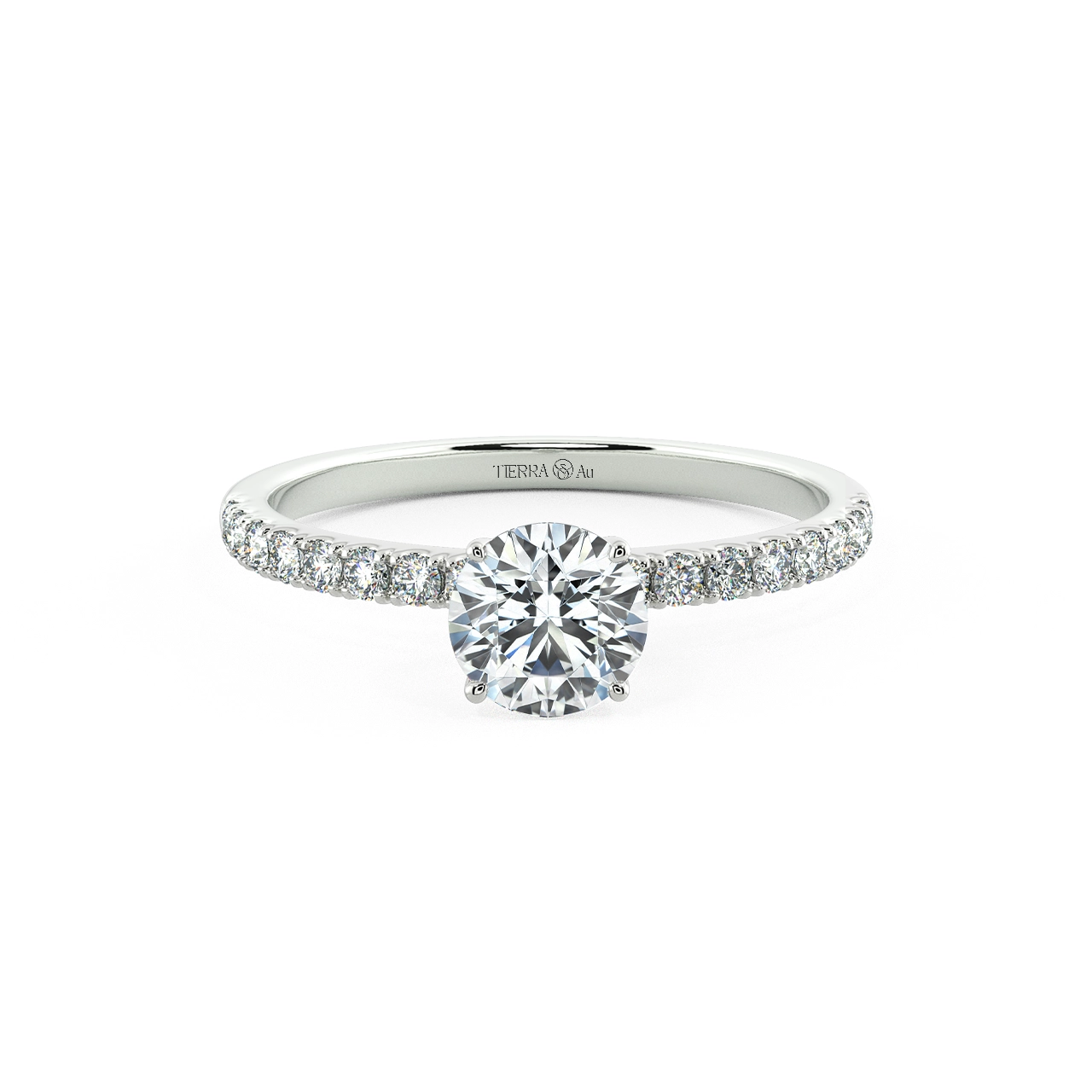 Four Prongs Solitaire Pave Engagement Ring NCH1202 1